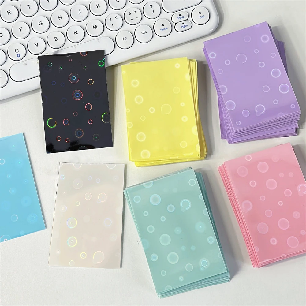 새로운 카드 필름 포토 카드 보호 플랫 카드 슬리브 커버, 3 인치 레이저 포인트 더블 레이어 보호, 50 개/팩