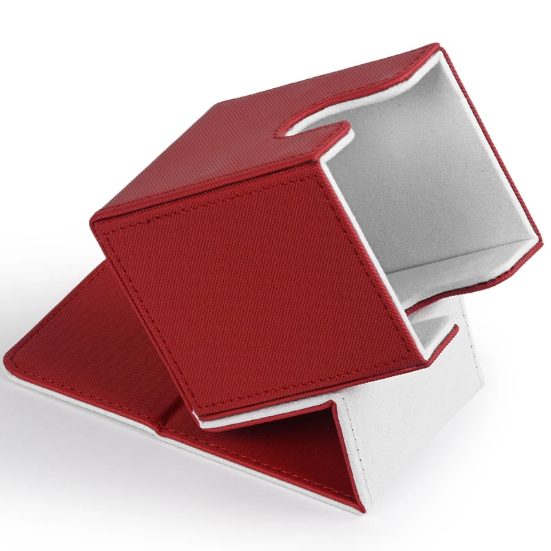 Card Deck Box Card Deck Box Holds 100+ Sleeved Cards PU Leather Card Storage Box For TCG game trading cards