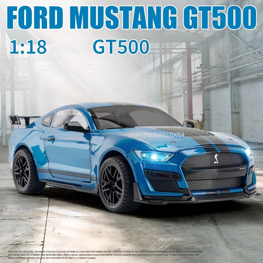 

Large Size 1/18 Ford Mustang Shelby GT500 Alloy Diecasts Sports Car Model 4 Doors Can Be Opened Metal Vehicle for Kids Toys Gift