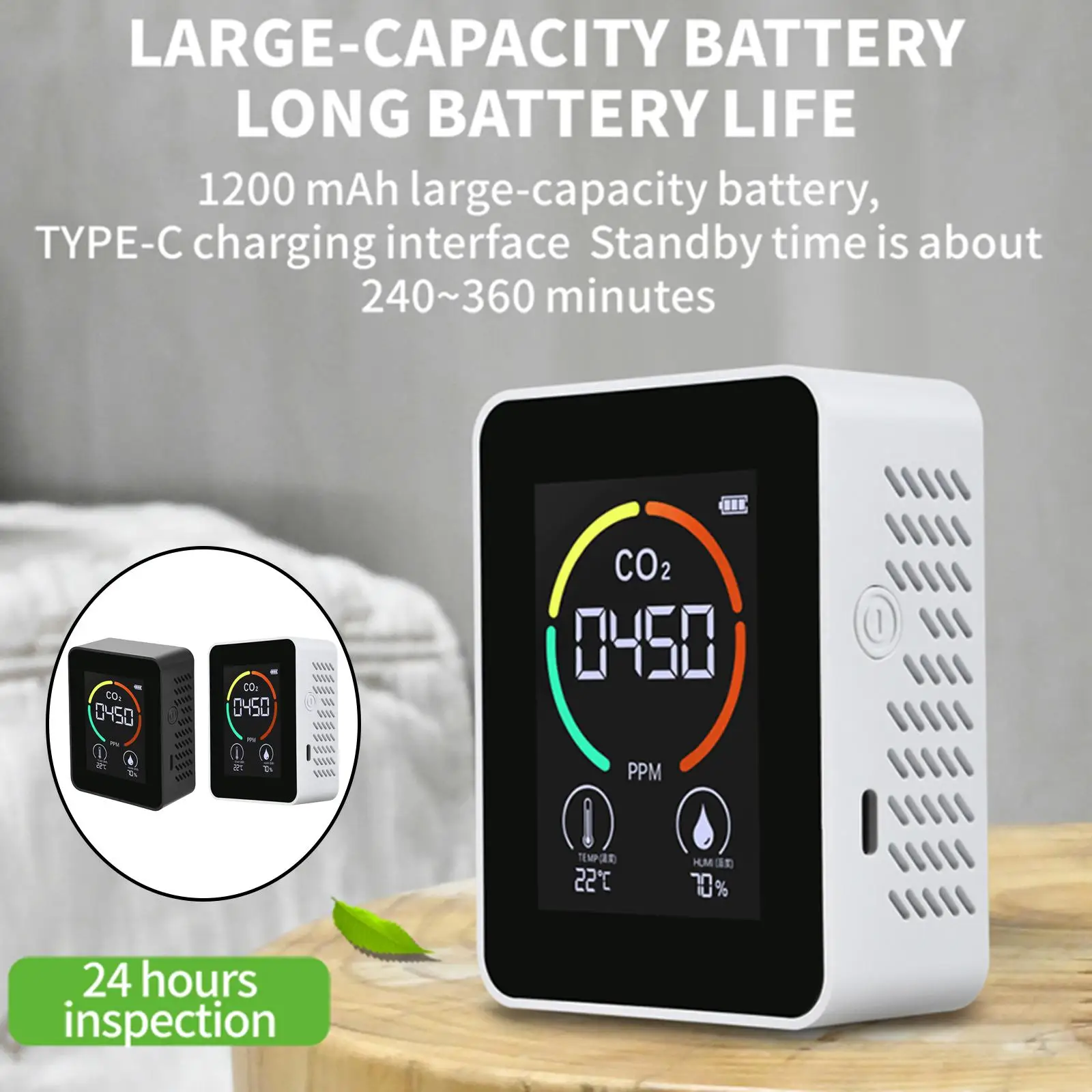 Indoor Air Quality LCD for 2000 MAh Temperature And Humidity Professional Detector Exactly 400 500