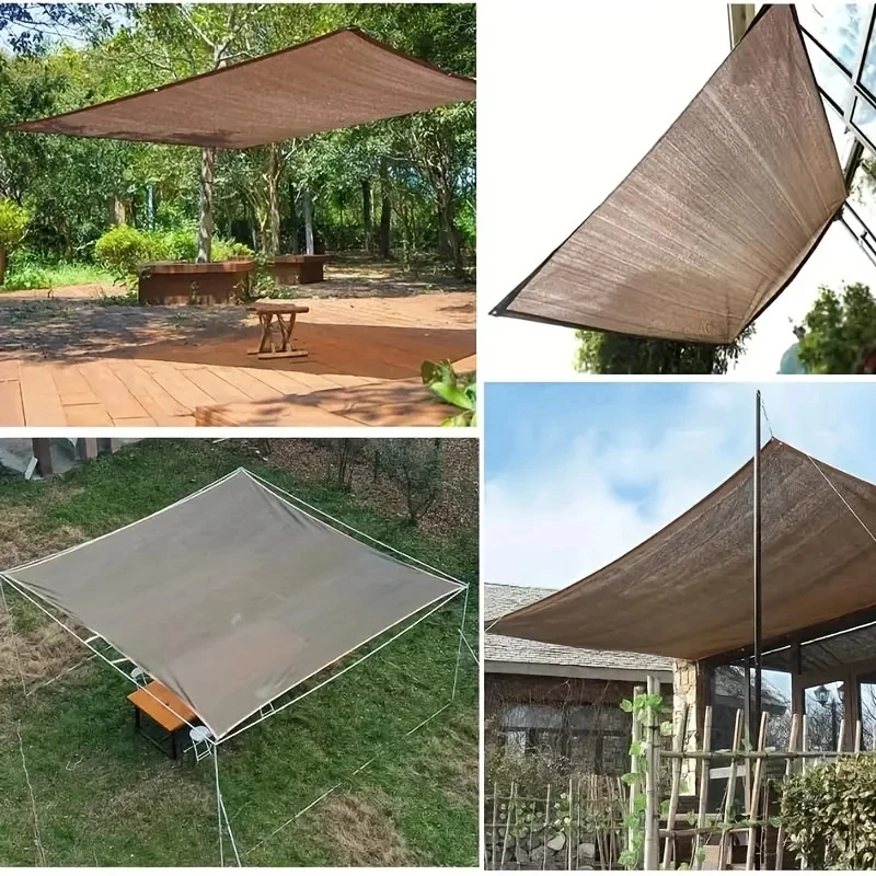 Durable Brown UV Protection Outdoor Sun Shade Net for Travel, Picnics, and Pools