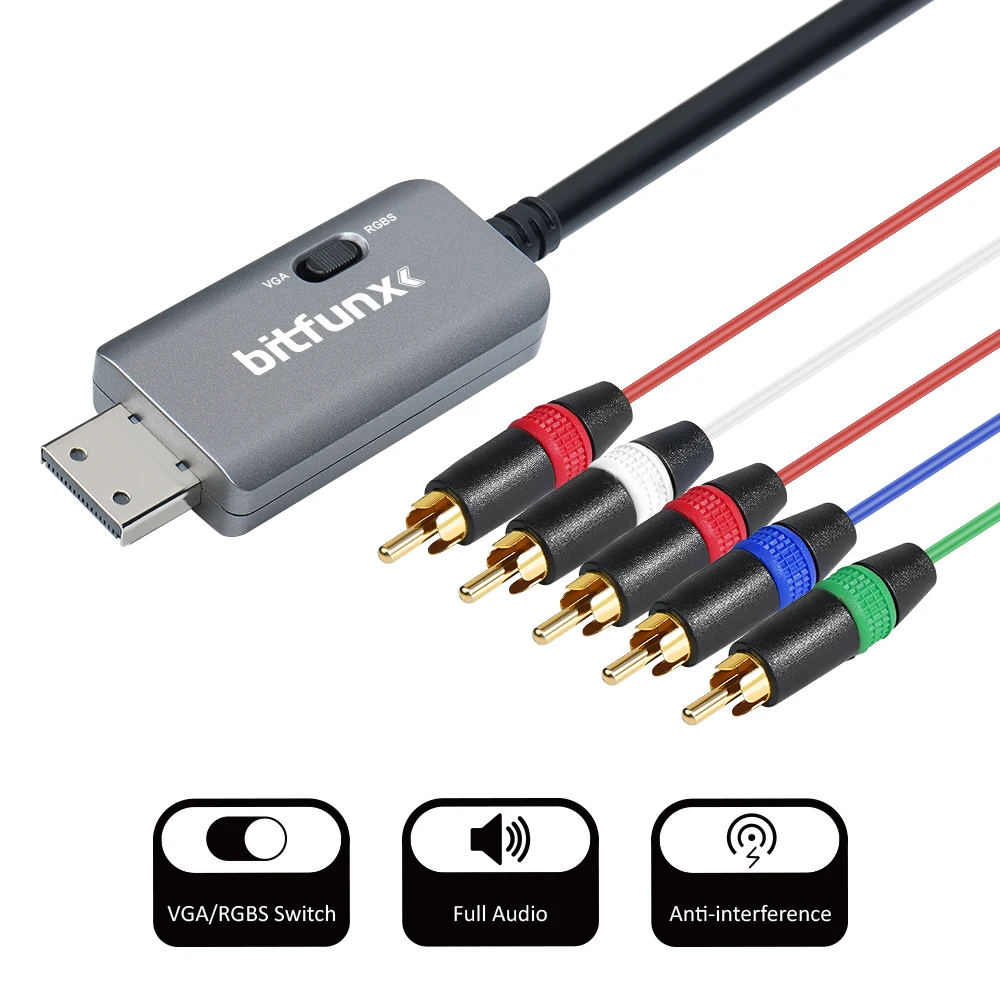 Bitfunx Rgbs Cavo Video 5Rca Ypbpr Da Vga A Component Per Console Di Gioco Dc Sega Dreamcast