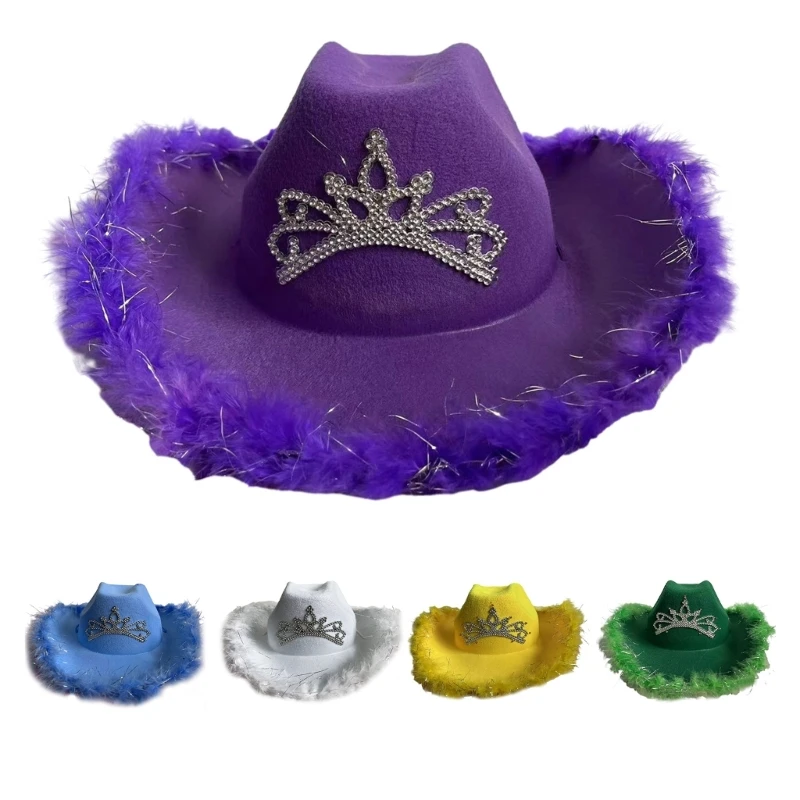 Felt Cowboy Hat Western Cowgirl Hat Costume Fedora Hats Caps for Kids Boys Girls