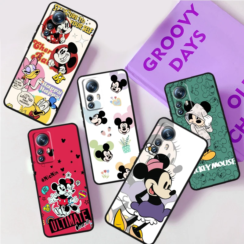 

Fashion Cute Mickey Minnie For Xiaomi Mi 13 12T 12 11T 11i 11 A3 10T 10 CC9E 9 Pro Lite Ultra 5G Black Phone Case