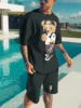 3D Cartoon Teddy Bear Print Men's T-shirt Shorts Set, Summer Casual Everyday Men's Short-sleeved Outdoor Street Men's Shorts 1