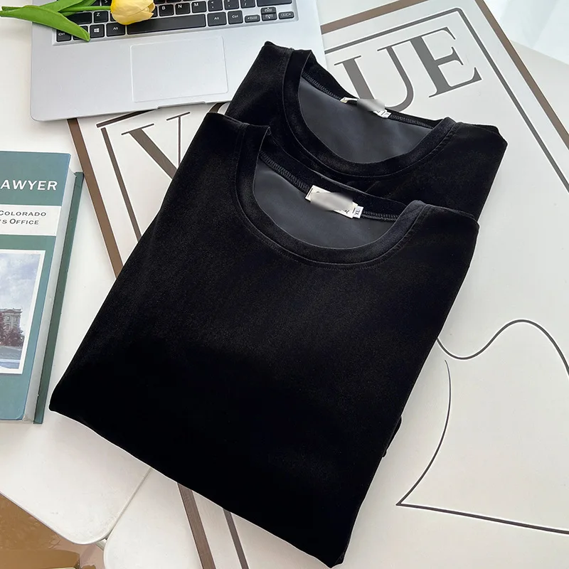 Women's O-Neck Long Sleeve Velour Dress, Plus Size, Spring and Autumn, New, 8006