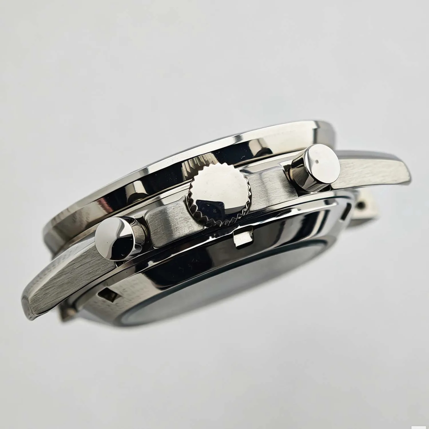 Men's 39.7mm Stainless Steel Watch Case with Moon Back Cover
