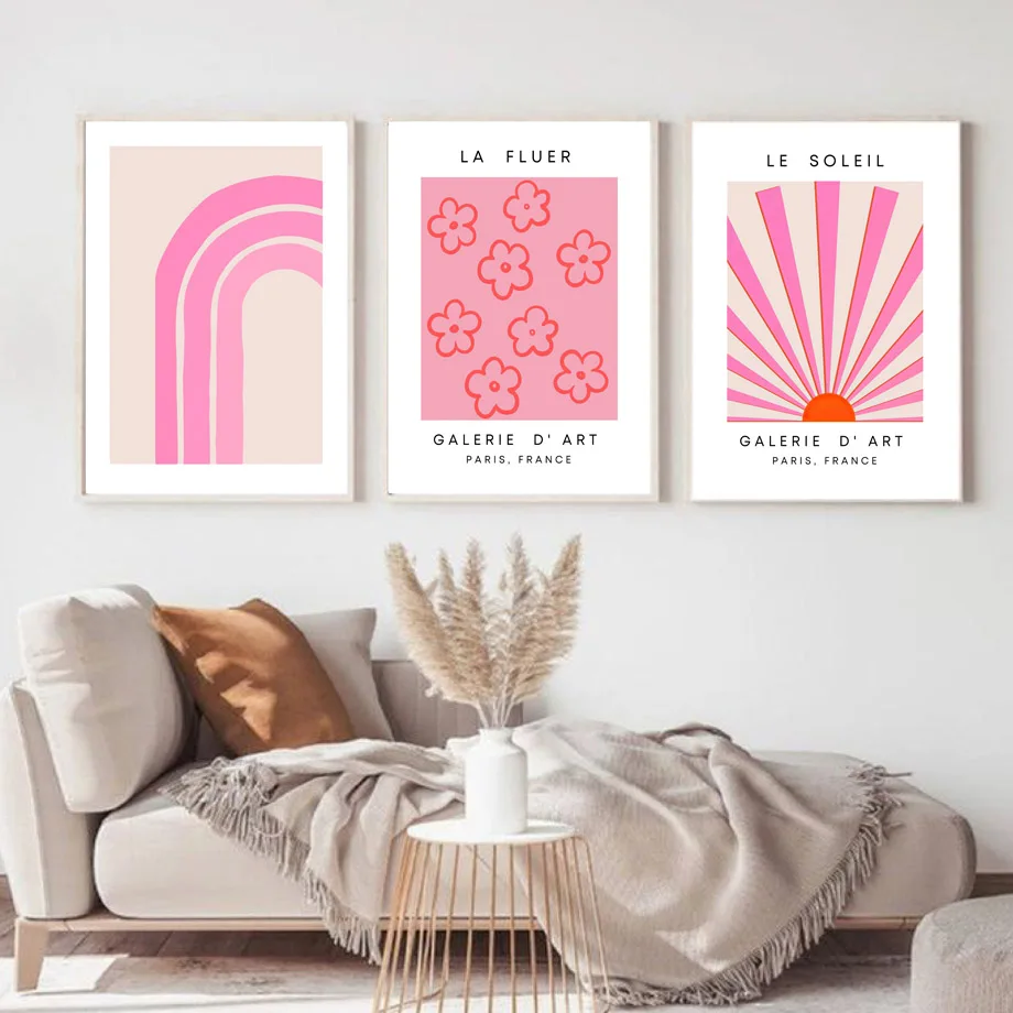 Abstract Pink Orange Mattis Exhibition Wall Art Canvas Painting Retro Poster E Printmaking Living Room Home Decoration Images