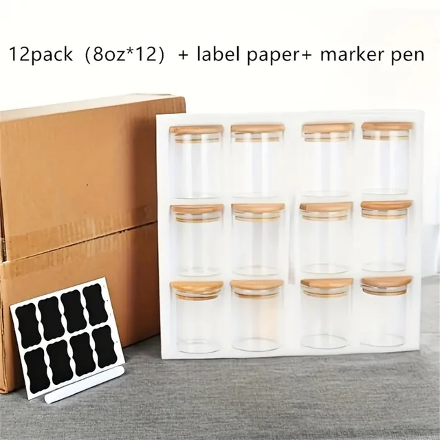 Bamboo Lid Glass Storage Jars – 250ml (12-Piece Set) 4