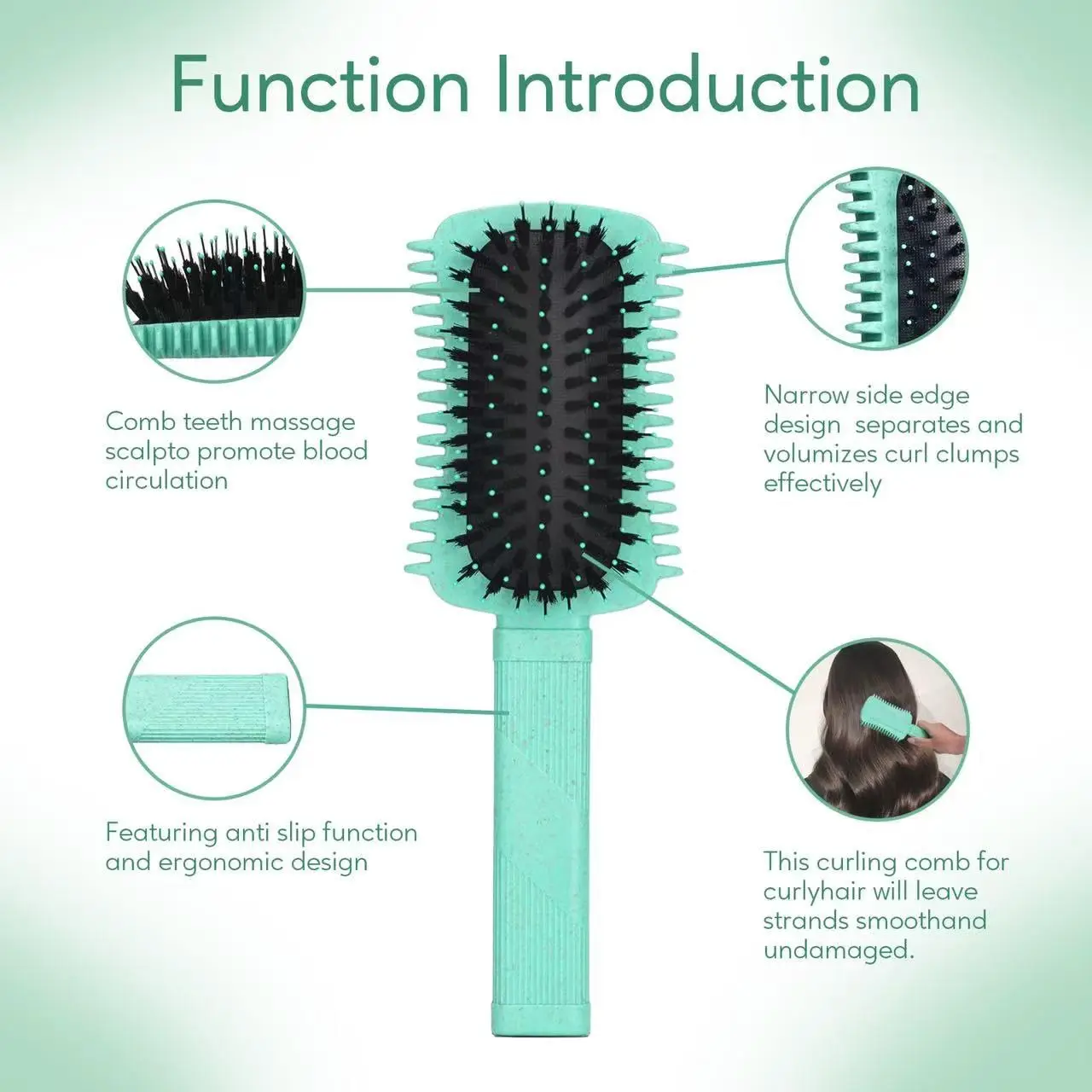 Curl Define Brush,Bounce Brush for Curl Define Hair,Volume Curly Hair Brush Shaping and Style Women's Curls Style 2