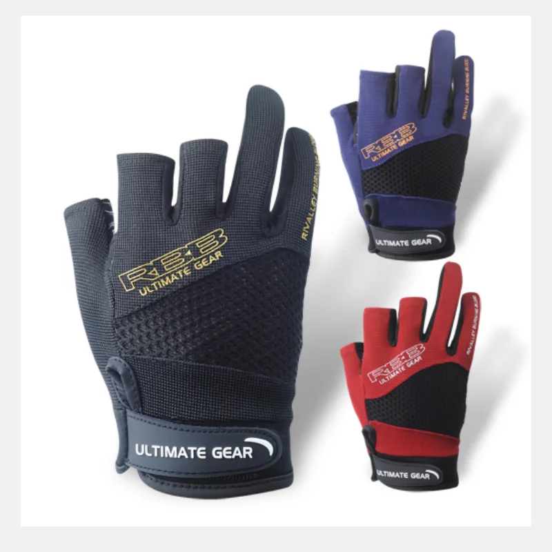 Rbb rutsch feste Angel handschuhe drei Finger geschnitten liefert neue Angel-Outdoor-Sport atmungsaktive Angela us rüstung – Detail 1