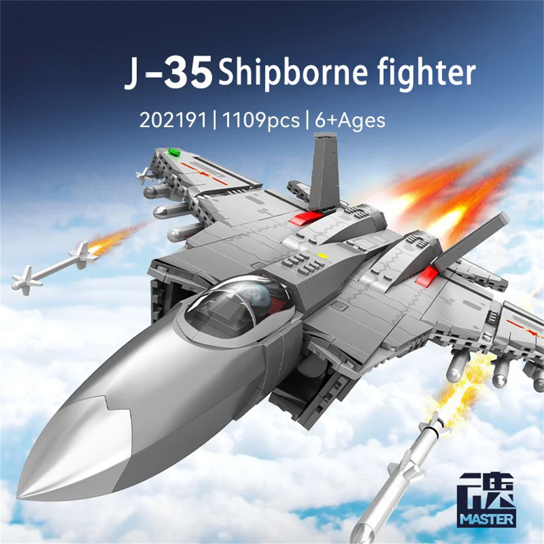 

1109 Pieces J-35 Aircraft Building Block Technology Assembly Electronic Drawing High TechToys Kids Christmas Gifts