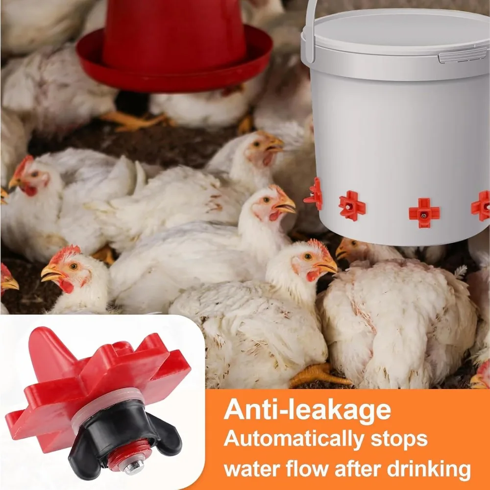 Chicken Water Dispenser Chicken House Automatic Water Feeding Bowl Poultry Cross Drinking Mouth Breeding Equipment 10/15/10pcs poultry water dispenser,poultry waterer
