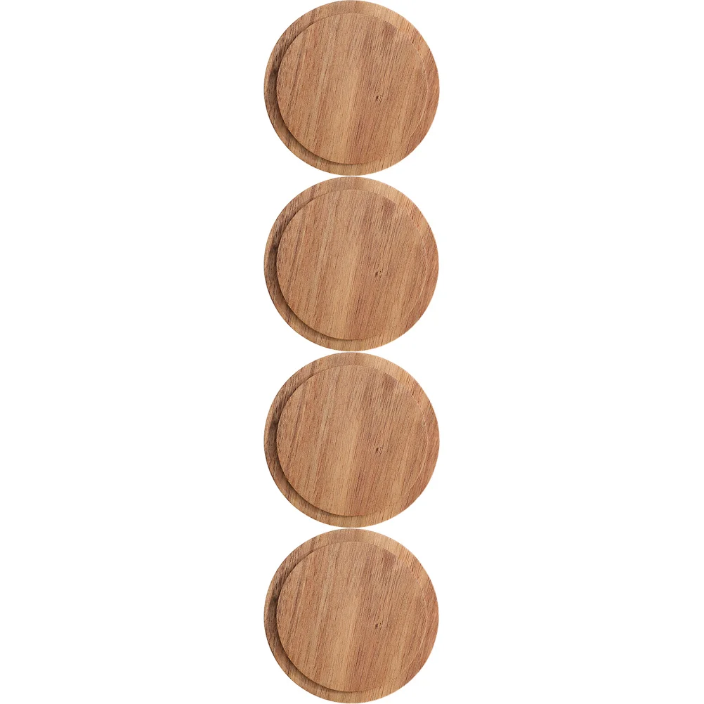 

4 Pcs Coffee Cup Lids Mug for Office Wooden Sealing Universal Multi-use Convenient Cap Covers