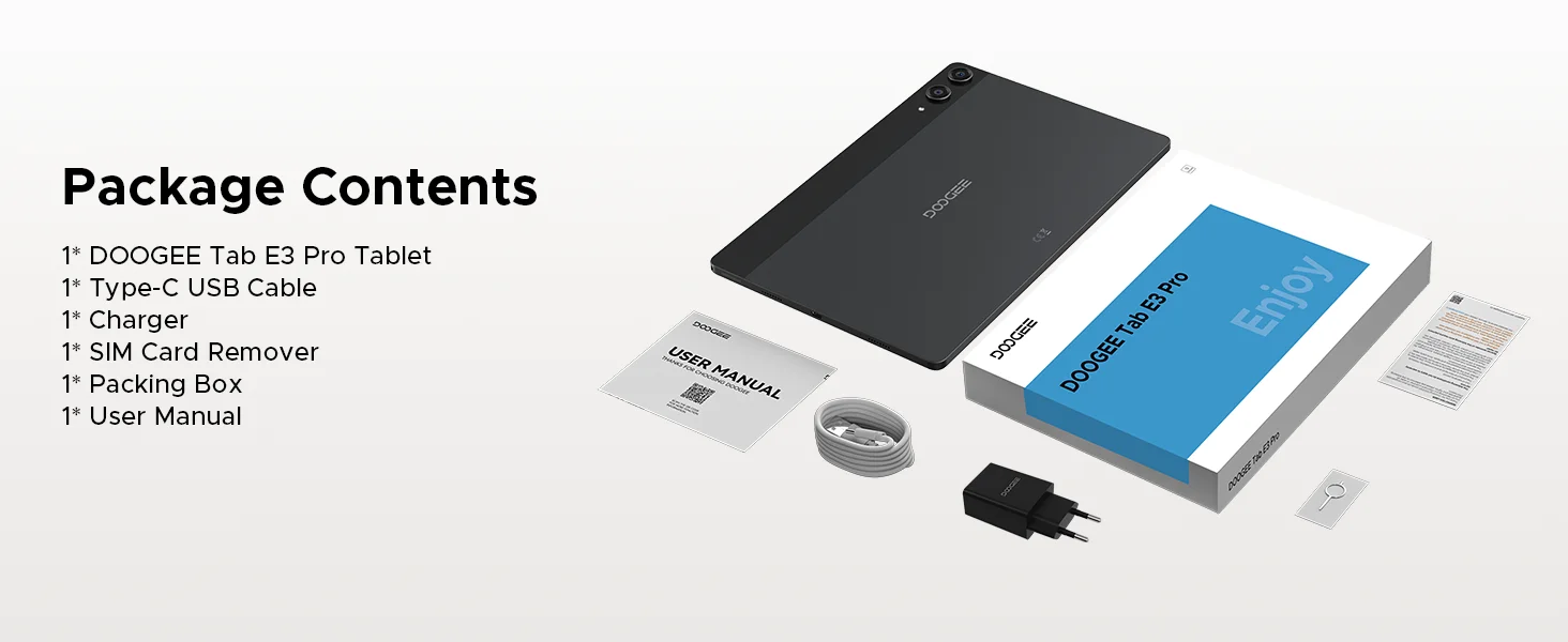 DOOGEE Tab E3 Pro Tablet 32GB+256GB Android 15 Gemini AI 13'' Display 7.9mm Ultra-thin Helio G100 11000mAh Battery Smart Pad