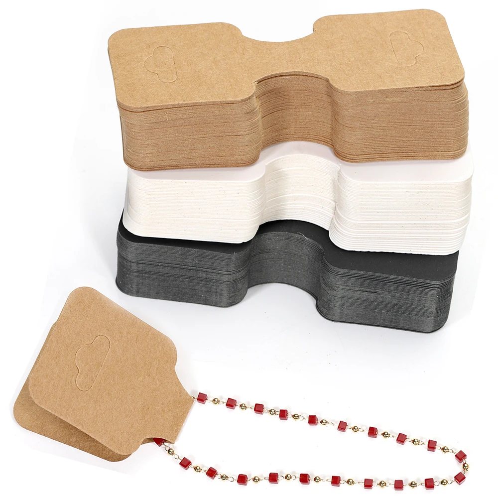 50pcs 9x3.5cm DIY 쥬얼리 디스플레이 홀더에 대 한 접이식 크래프트 종이 포장 카드 수 제 목걸이 팔찌 소매 가격 태그