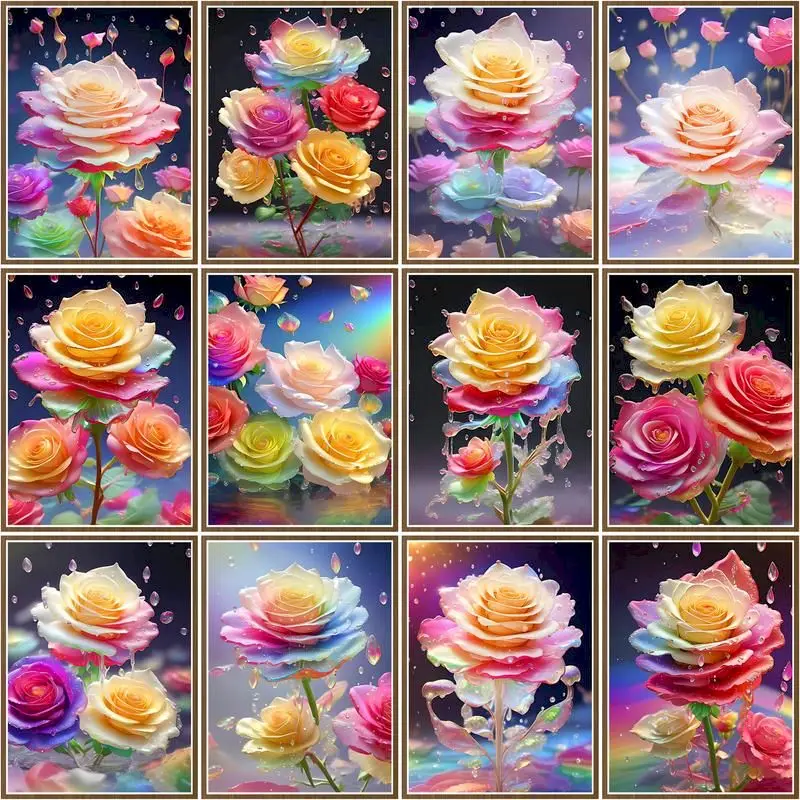 

CHENISTORY Modern Picture By Number For Adults Colorful Rose Painting By Numbers On Canvas Handpainted Wall Art Home Decoration