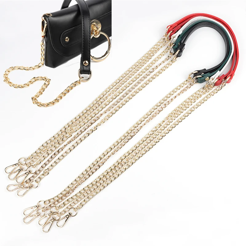 

Handbag Metal Chain 120cm PU Leather Bag Strap 1.5cm Wide Shoulder Strap Bag Accessories Durable Replacement Bag Bag Handle