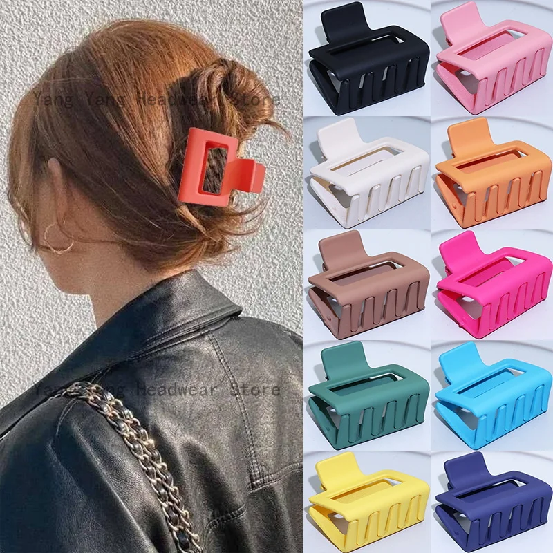 2022 New Frosted Solid Color Hair Claws Plastic Claw Clip Hairpins Small Square Crab Hair Clips for Women Girls Hair Accessories 10pcs jewelry storage box 7cm 9cm 11cm pink yellow green colorful square 3d plastic membrane transparent case gift packaging