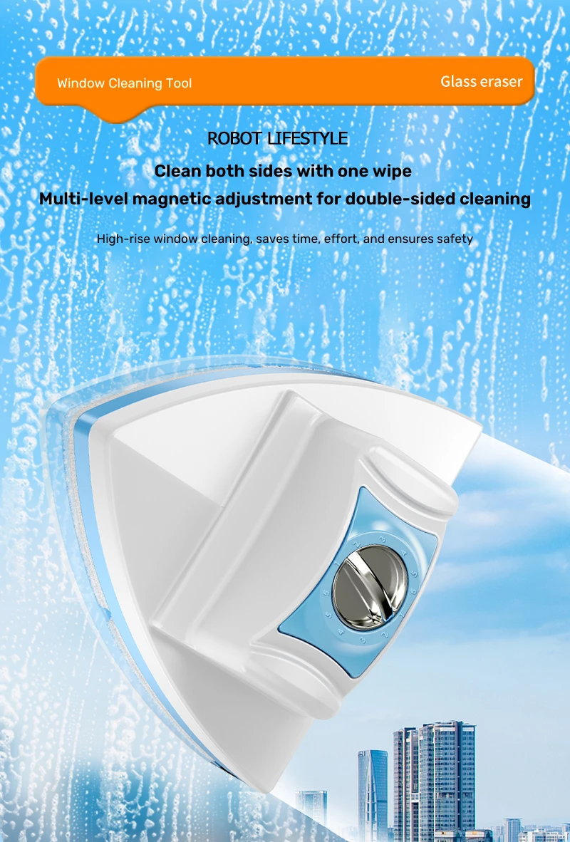 Robot Lifestyle-Ajustável Magnetic Double Window Cleaner, Escovas