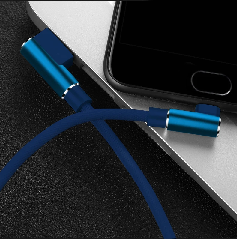 90° Elbow Nylon Braided USB-C Fast Charging Cable (1M/2M/3M)