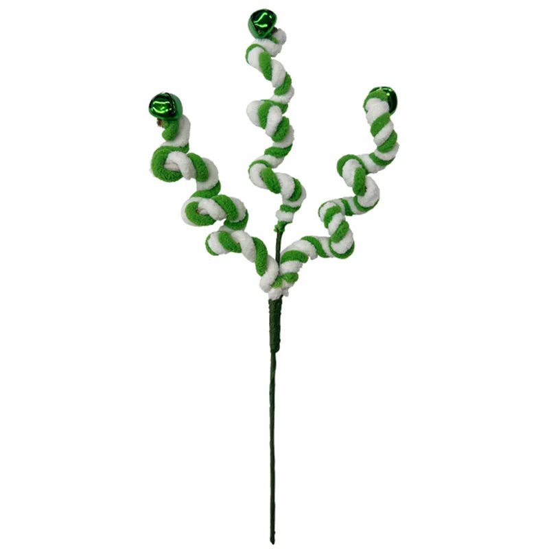 Description Picture 4 of item1pc Red Christmas Tree Candy Cane Branch Wool Candy Curly Picks Bell Christmas Tree Decorations Home Office Vase Party Ornaments
