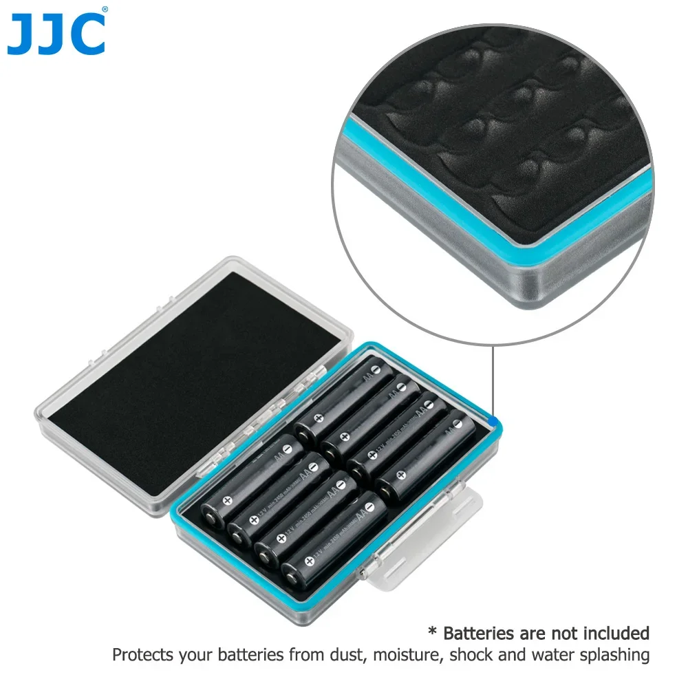 JJC 8 슬롯 AA 배터리 케이스 8 x AA 14500 배터리 용 방수 충격 방지 배터리 보관 케이스 AA 배터리 주최자 케이스