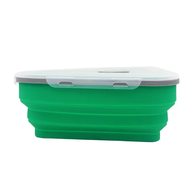 Lunch box portable food storage box Food Grade Silicone Folding Pizza Box Reusable Triangle For Pizza Packing Box Take Away