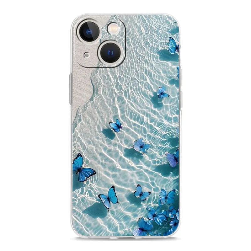 Blue Butterfly Ocean Waves Phone Case Cover