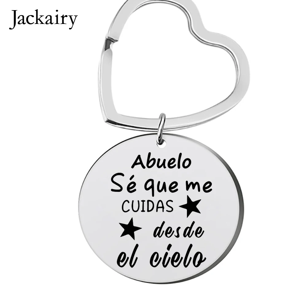 Spagnolo Personalizzato Nome Personalizzato Portachiavi Regalo Di Nozze Sé Que Me Cuidas Desde El Cielo Papà Mamà Abuelo Abuela Gioielli Per La Famigl