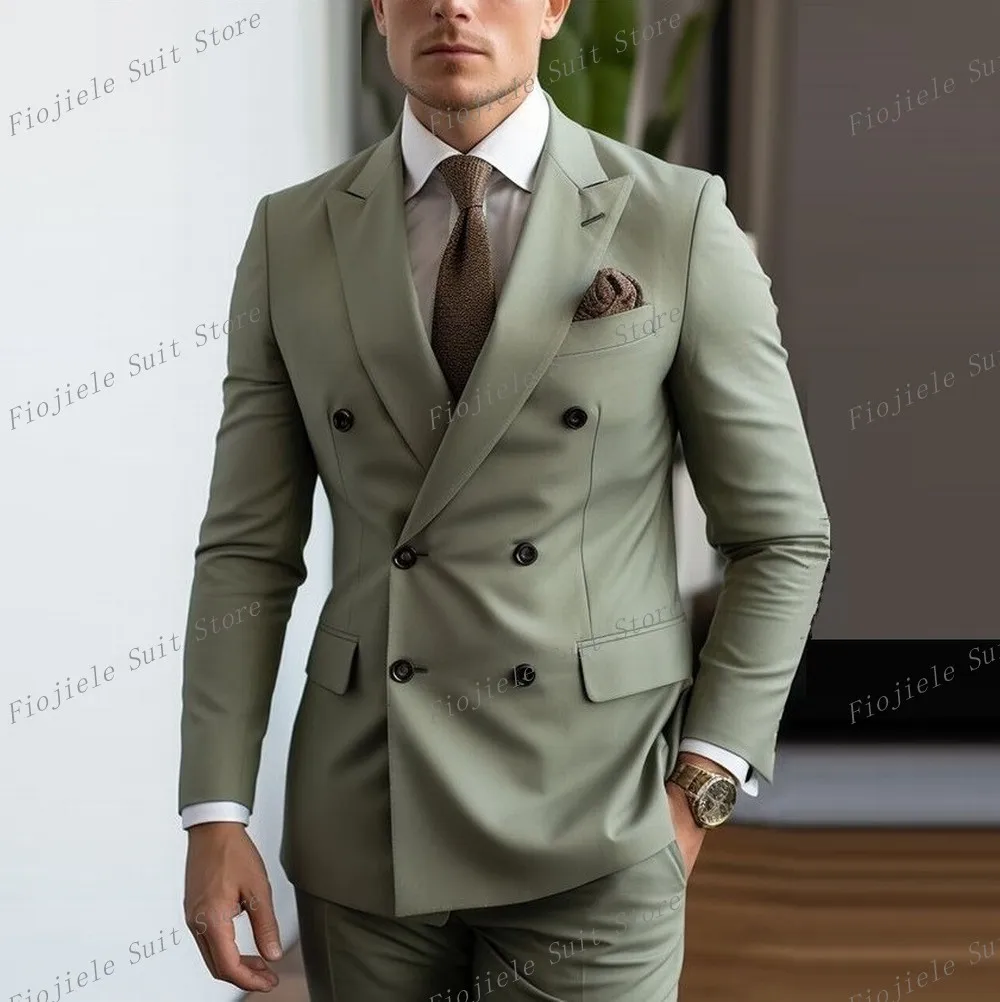 

New Men Suit Formal Occasion Groom Groomsman Wedding Party Prom Business Casual Male Tuxedos 2 Piece Set Blazer Pants