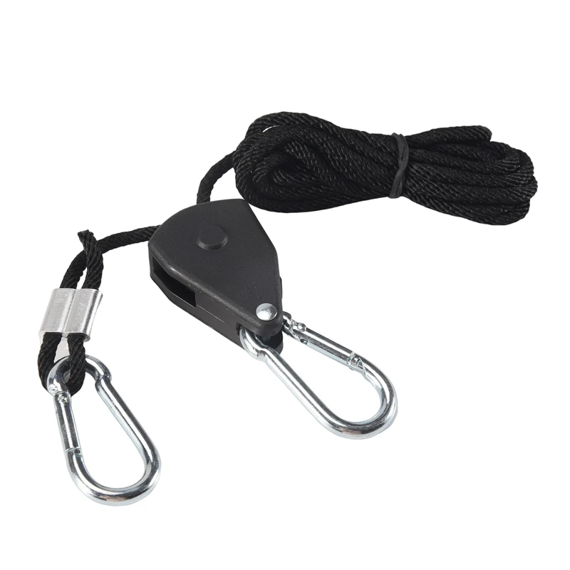 AA86 6PCS Adjustable 1/8Inch Lanyard Hanging For Tent Fan Led Grow Plant Lamp Rope Ratchet Hanger Pulley Lifting Pulley Hook