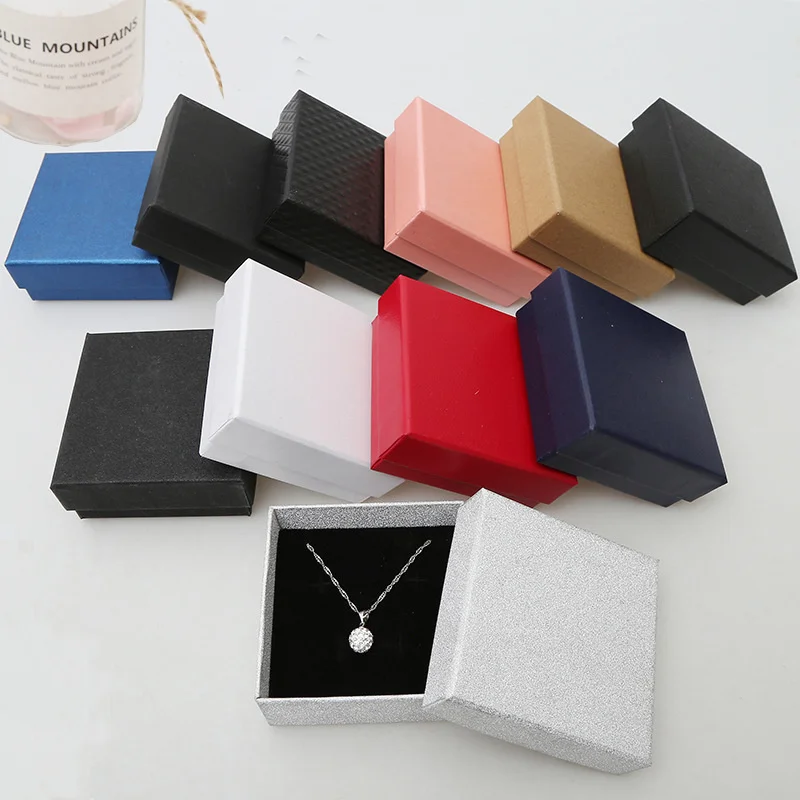 10pcs Kraft Paper Jewelry Box Necklace Ring Earring Jewelry Packaging Cardboard Gift Boxes with Sponge Inside Jewelry Display