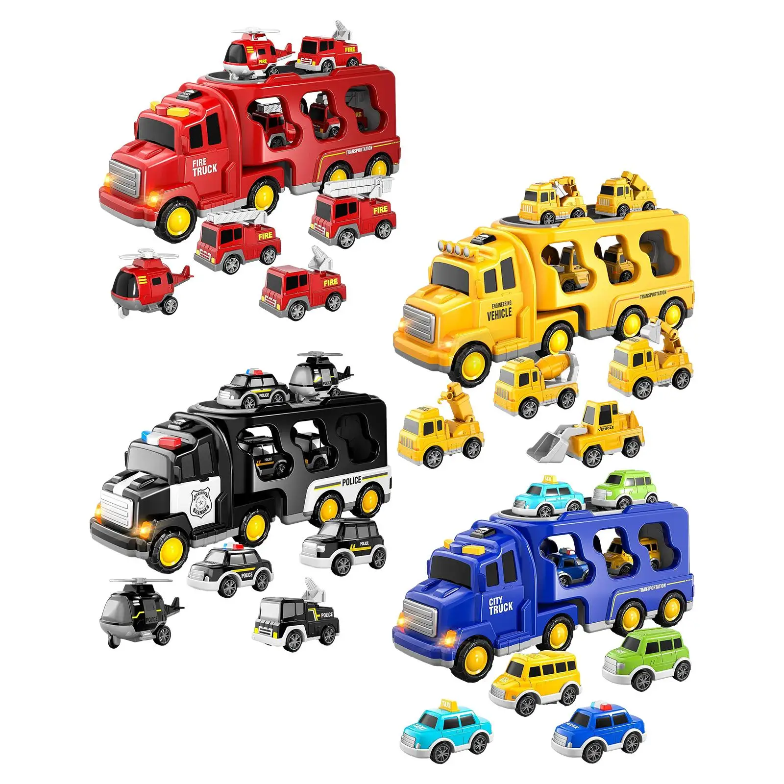 

Fire Truck Toy Carrier Truck Transport Play Vehicle Toys Friction Power Vehicles for Kids Children Age 3-5 Birthday Gift Easter
