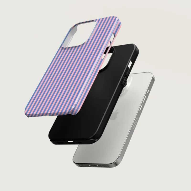 Striped Blue Pink Magnetic Acrylic TPU Phone Case