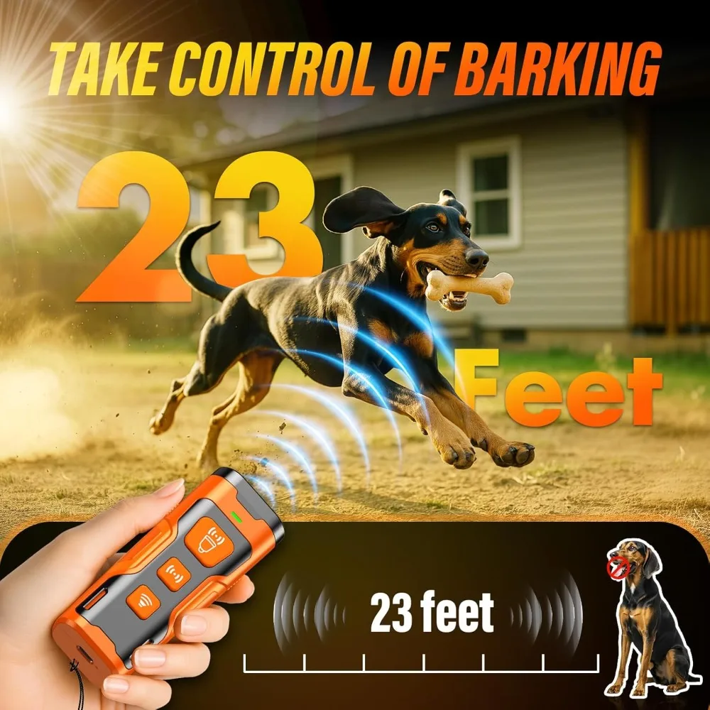 Dog Bark Deterrent Device, 6 Training Modes 23 FT Range Barks No More Indoors Outdoors Behavior Correct Safe&Humane Rechargeable 4