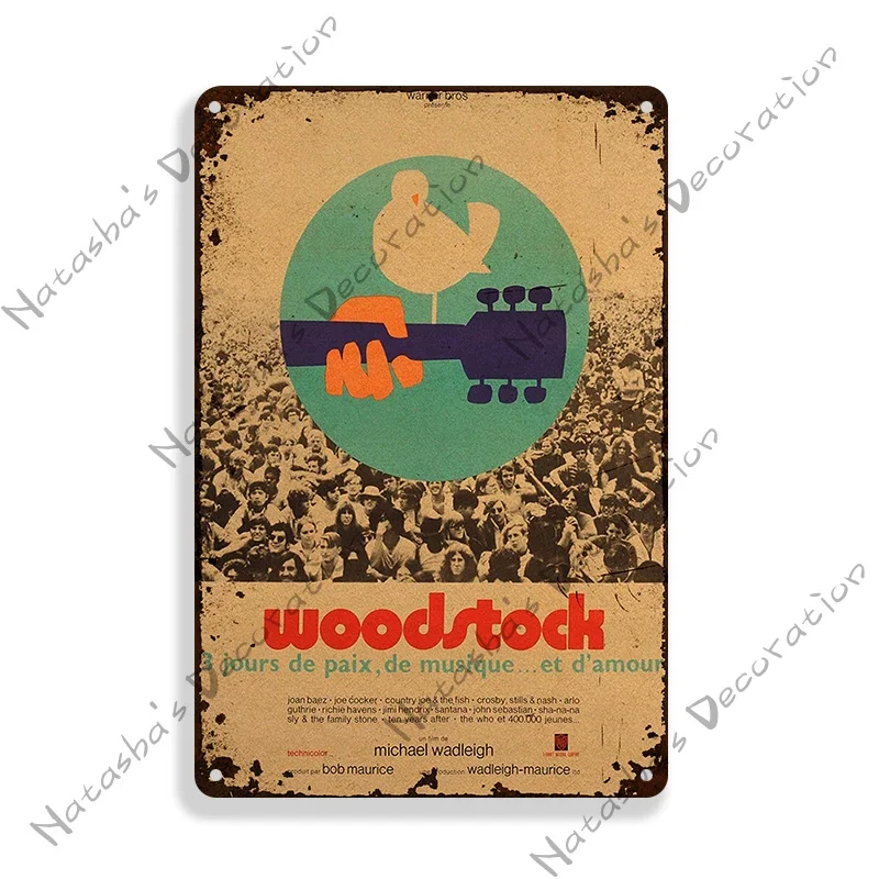 ※貴重【ウッドストックWOODSTOCK】ポスター 80年代 コピーライト ウッドストック音楽フェスティバルメタルポスター、ラスティ