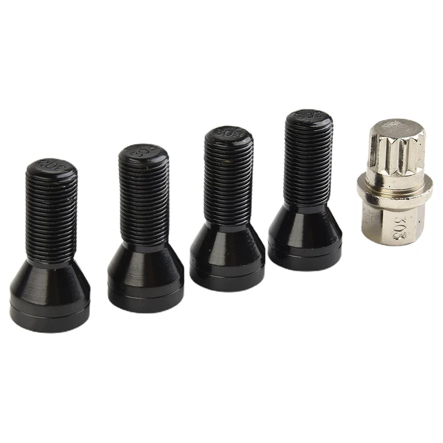 洋書 MiIIeMiglia1997 4pcs M14x1.25 M12x1.5 Wheel Locking Bolts Black Steel Lug