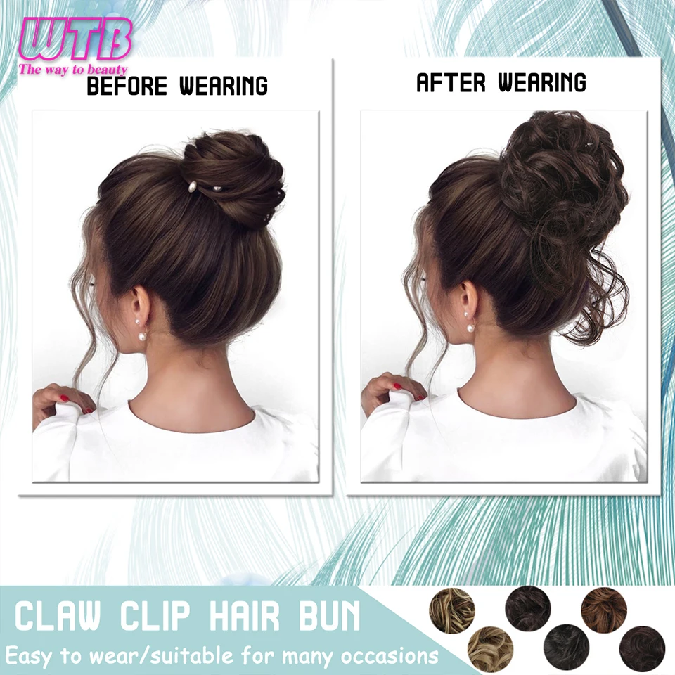 WTB Synthetic Messy  Hair Bun Chignon Scrunchies Hairpieces Donut Updo Scrunchie Hair for Women Clip on Ponytail Hair Extension