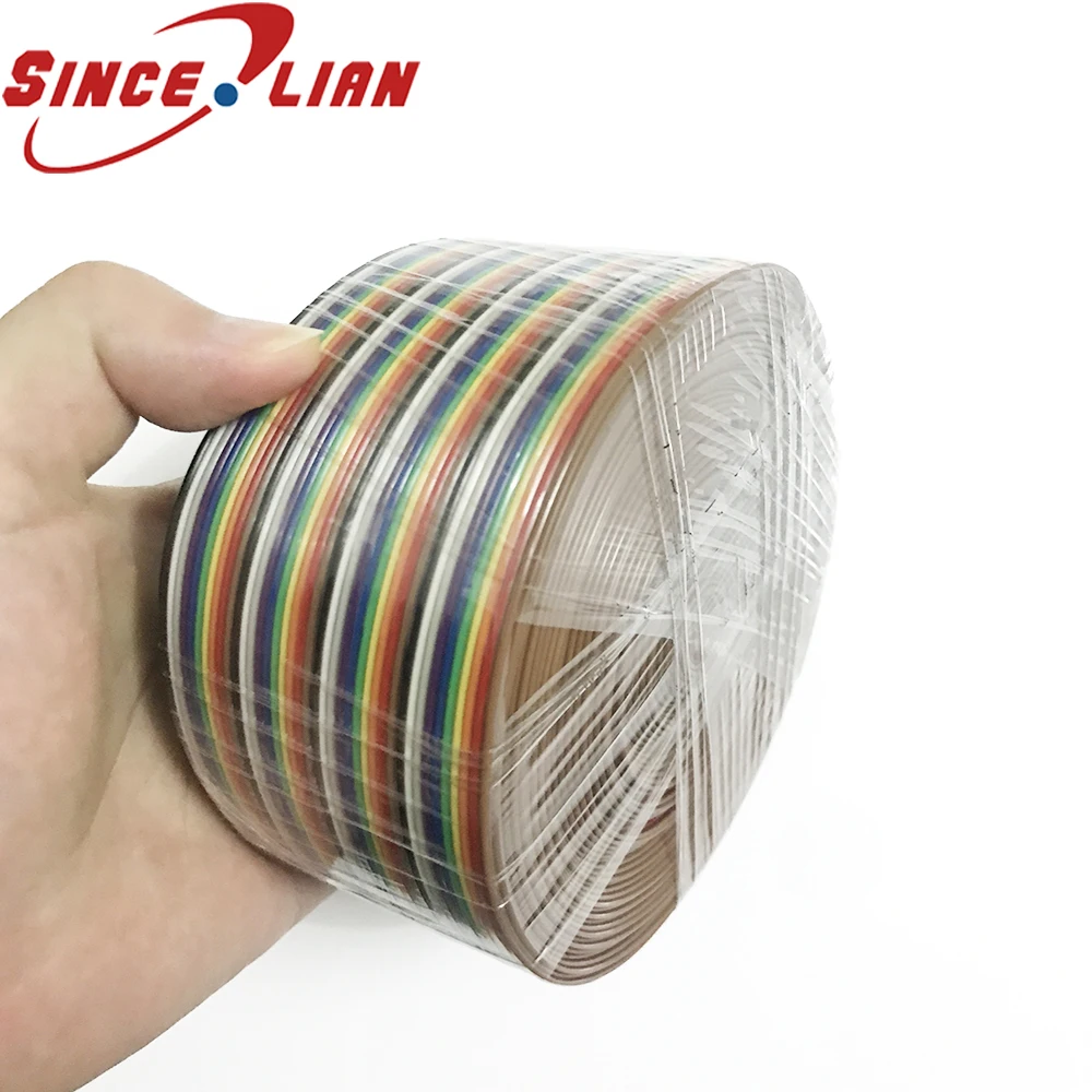

28AWG Dupont Line 20 Meters Length Dupont Jumper Cable Wire 300V 40 Pin Connector 0.127mm Ribbon Rainbow Cable Free Shipping