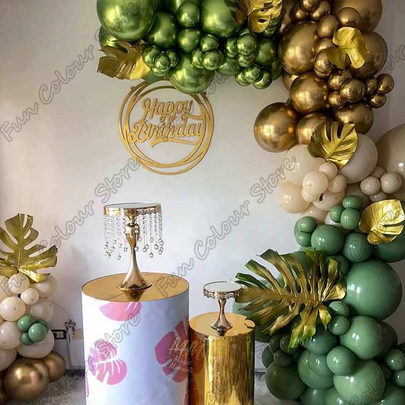 

126Pcs Metallic Green Balloons Globos Baby Shower Decoration Happy Birthday Party Arche Balloons Garland Arch Kits Anniversair