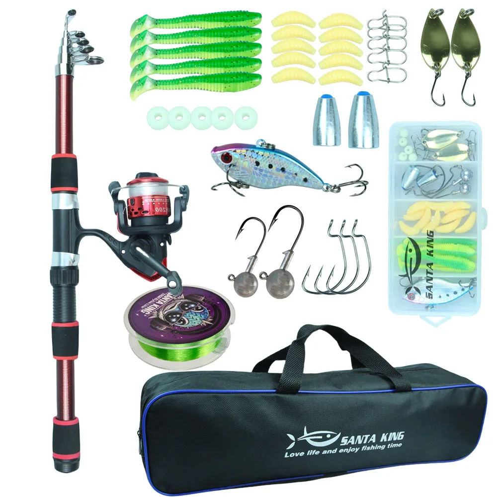 Fishing Rod Spinning Reel Bag Line Lure Hooks Full Kit AliExpress
