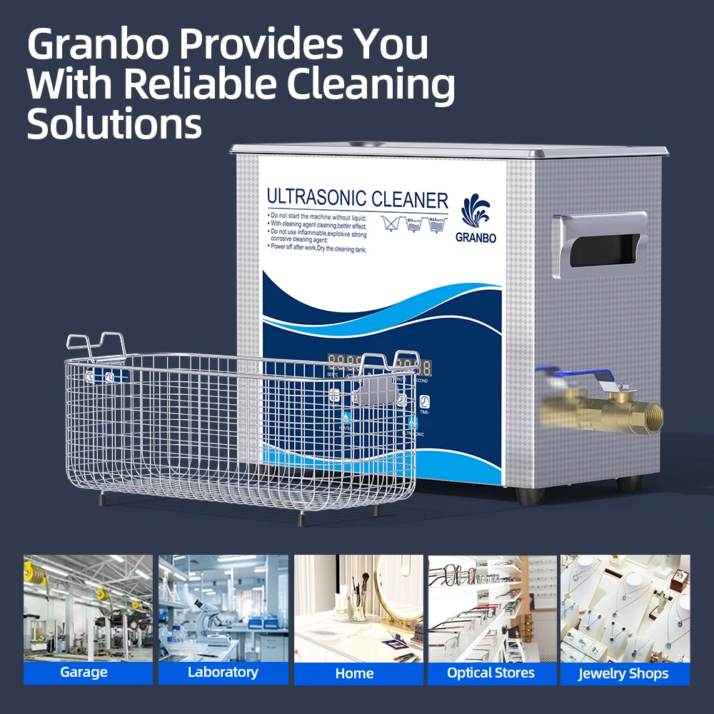Granbo 6.5L 180W Ultrasonic Cleaning Machine 40KHz with Degassing Ideal for Carburetor Engine Parts and Workshop Use 1