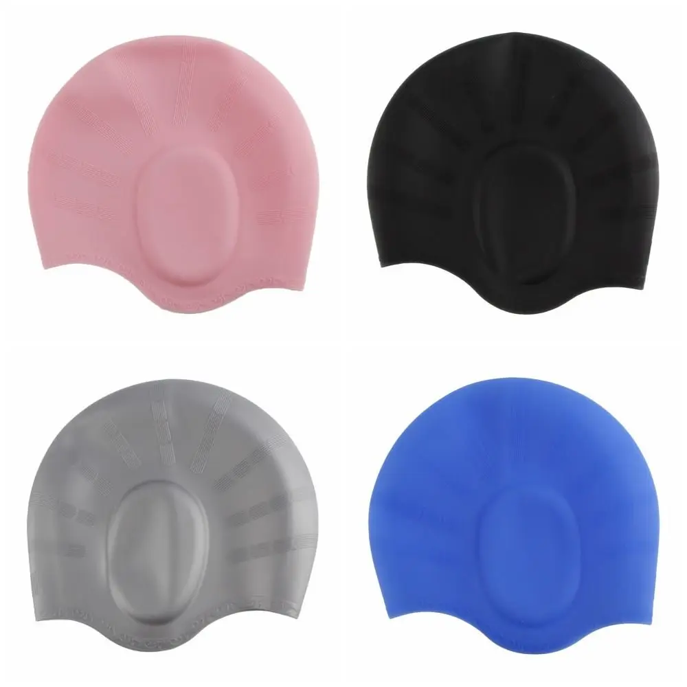 1Pcs Men Women Adults Silicone Swimming Caps High Elastic Waterproof Diving Bathing Hats With Ear Protect Pool Accessories 5