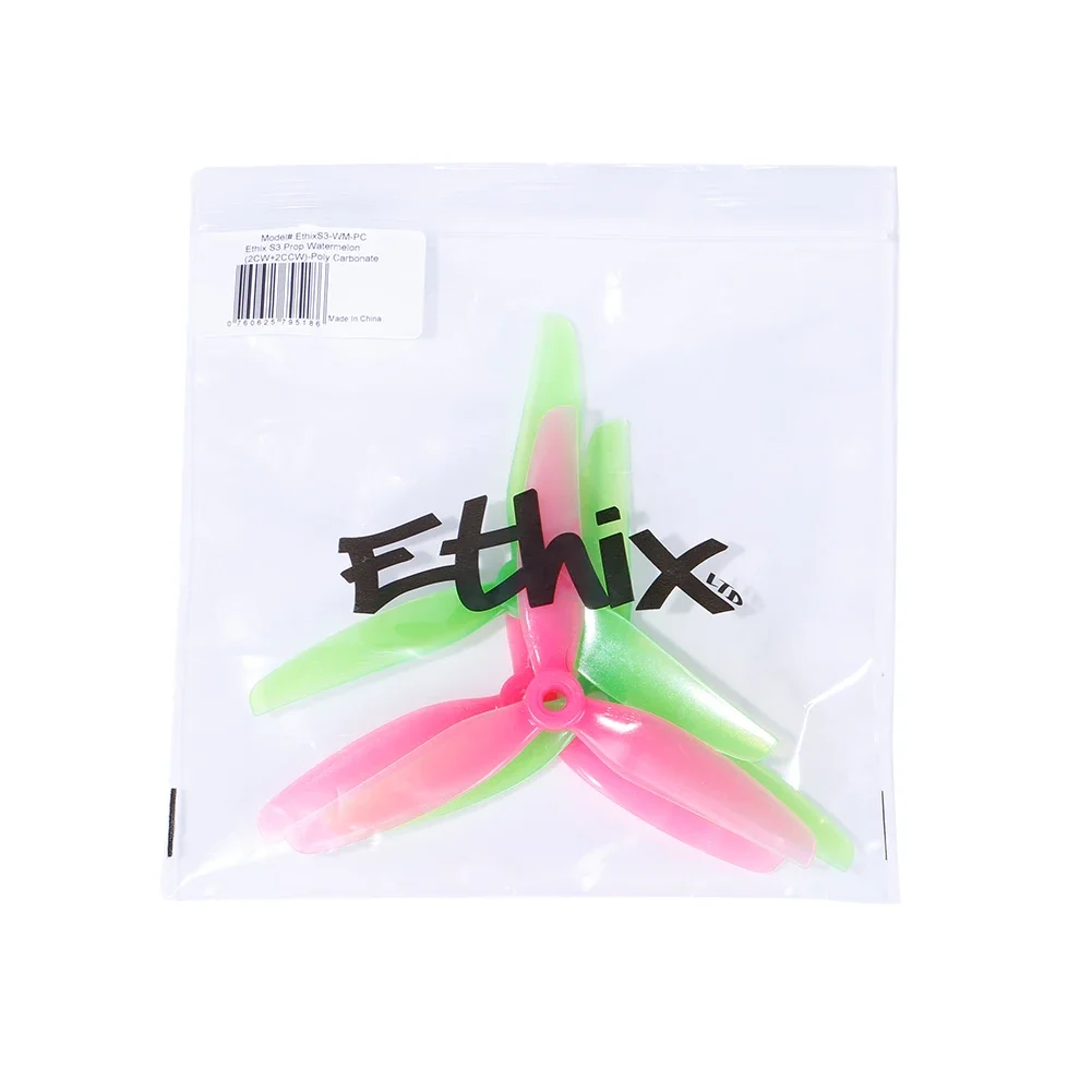 6Pairs(6CW+6CCW) HQPROP Ethix S3 5031 5X3.1X3 3-Blade PC Propeller Pink+Green Watermelon for RC FPV Freestyle 5inch Drones 6