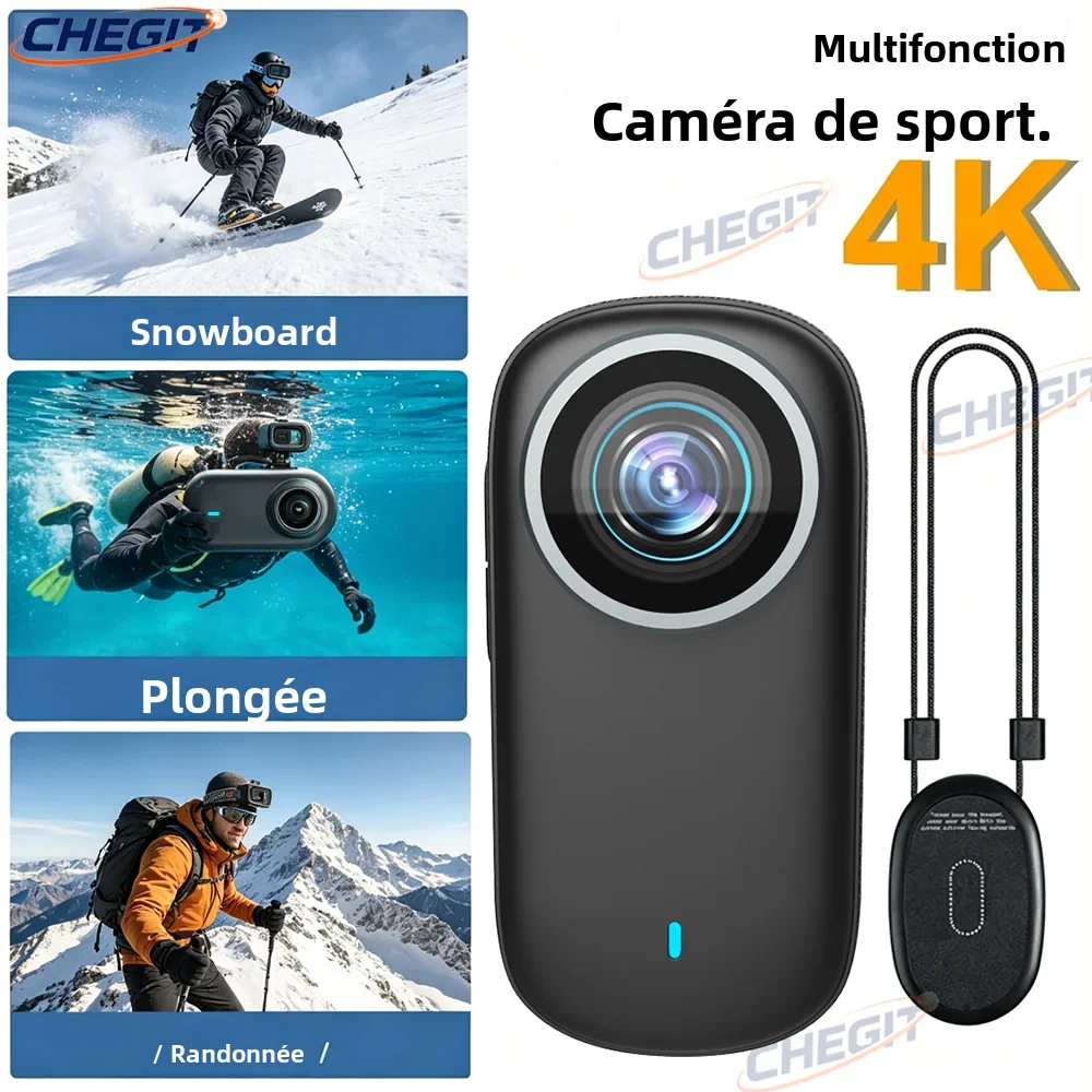 Gimbal Caméra 4K Stabilisateur Noir/Blanc 64Go ou Sans Carte