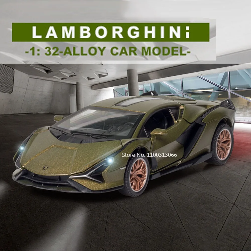 

1:32 Scale Lambor Sian Car Alloy Toys Metal Diecasts Model Vehicle with Light Sound Function Sport Car for Child Birthday Gifts
