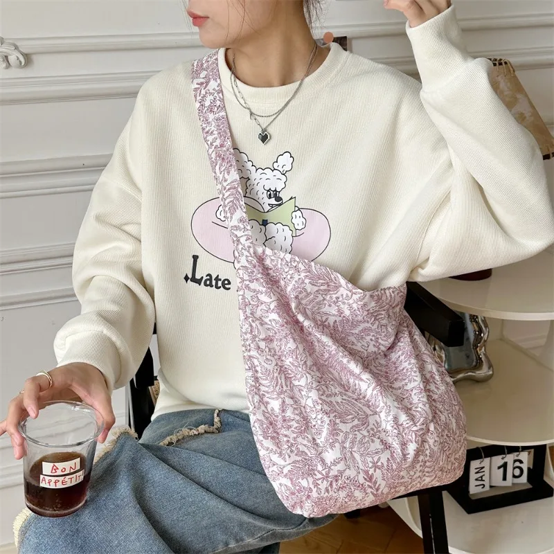 

Youda New Cotton Fabric Shoulderbag for Women Vintage Floral Crossbody Messenger Bag Large Casual Capacity Shopper Tote Bags