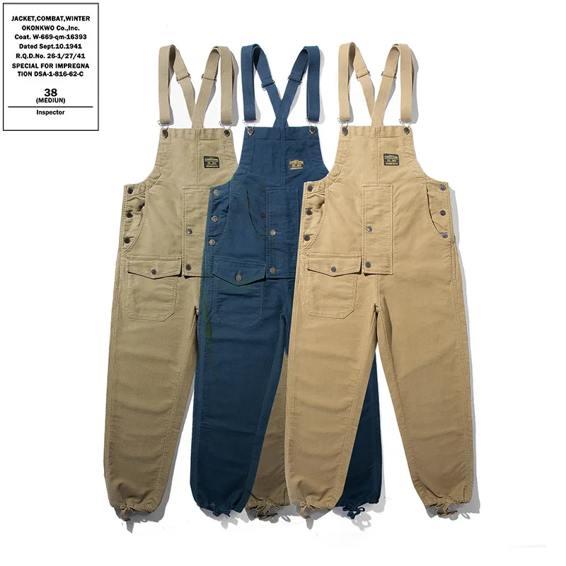 

OKONKWO Deck Pants Overalls Suspenders Worker Pants Moleskin Couple Jumpsuit Outdoor BBQ Fishing Hunting Cargo Trousers Tooling