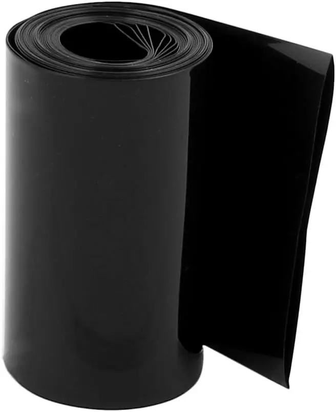

uxcell 75mm Flat Width 48mm Diameter 5.5M Length PVC Heat Shrink Tube Black for 18650 Battery Pack